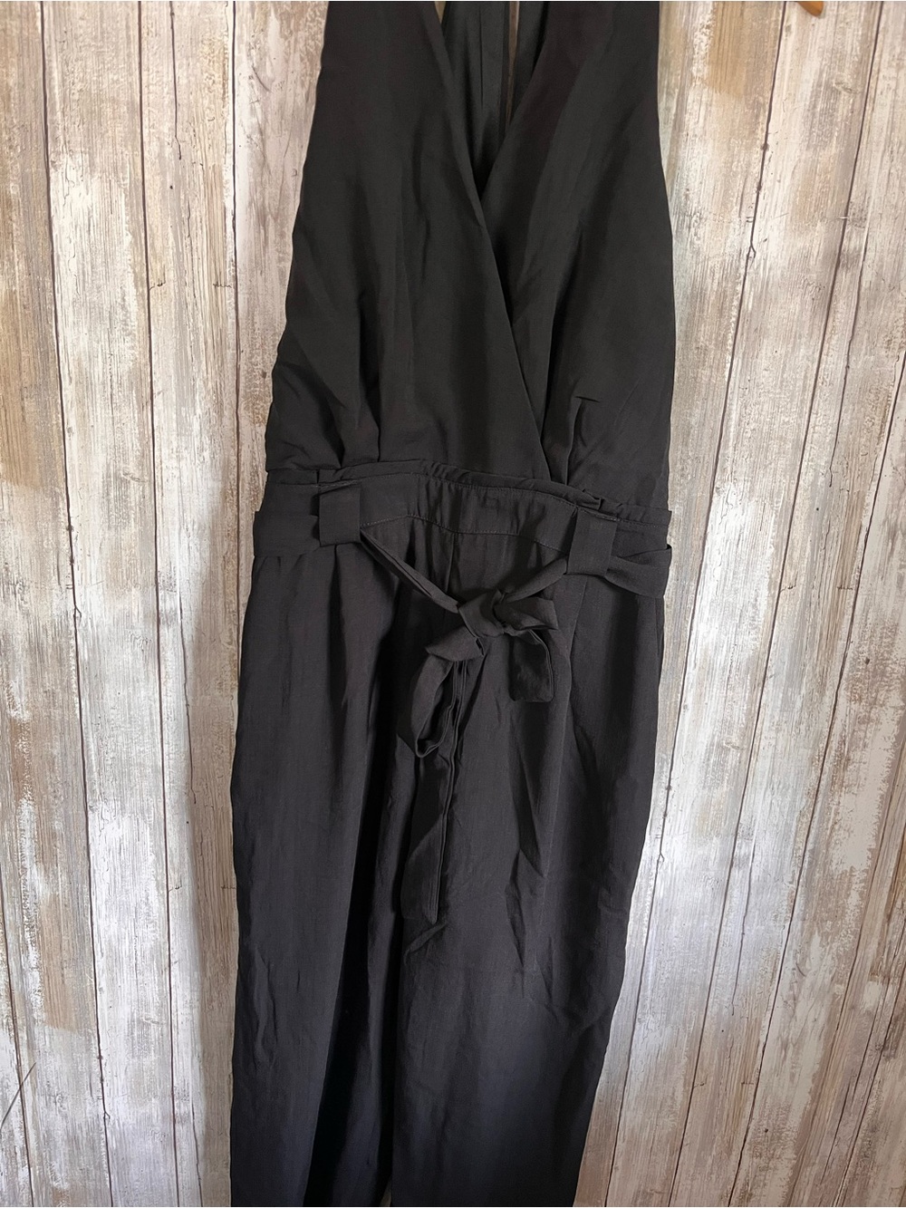 Lulus Black Sleeveless Wide Leg Jumpsuit Tie Waist Romper Size Large - Picture 3 of 7